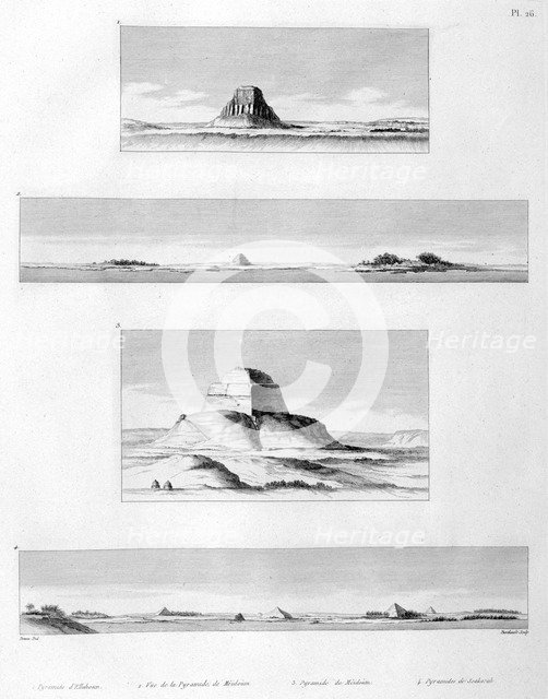 'Pyramide of Ellahoun, Meidoum and Sakkarah', c1808. Artist: Antoine Berthault