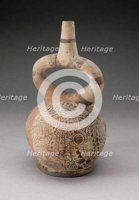 Spout Vessel with Fineline Painting Depicting a Supernatural Wearing a Shell, 100 B.C./A.D. 500. Creator: Unknown.