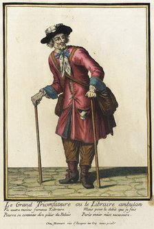 Recueil des modes de la cour de France, 'Le Grand Triomfateure ou le Libraire Ambulan', 1703-1704. Creator: Henri Bonnart.