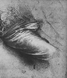 'Study of the Drapery of a Seated Figure to the Right', c1480 (1945). Artist: Leonardo da Vinci.