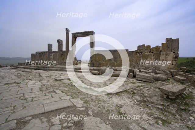 A temple in Dougga (Thugga), Tunisia. Artist: Samuel Magal