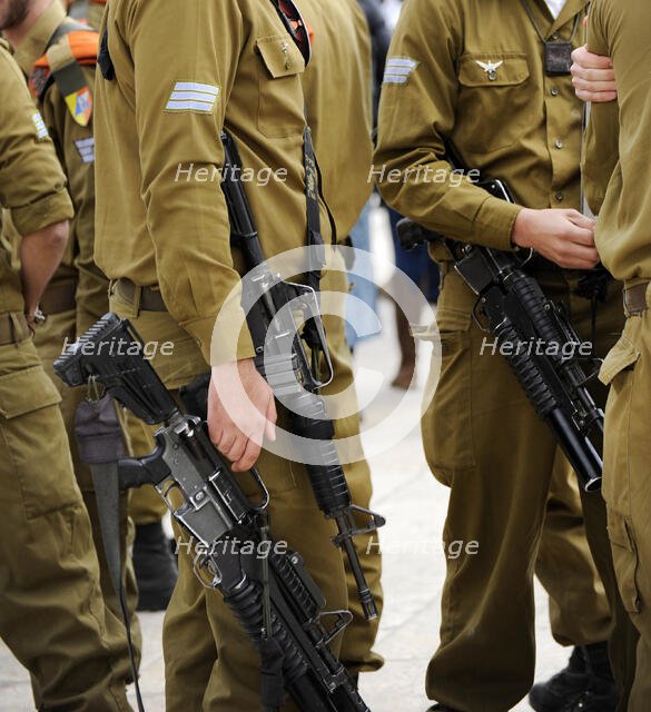Soldiers of Israel's military visiting the Western Wall, Jerusalem, Israel, 2013. Creator: LTL.