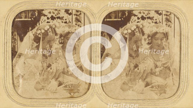 Two women in wedding dresses, 1855-1860. Creator: Unknown.