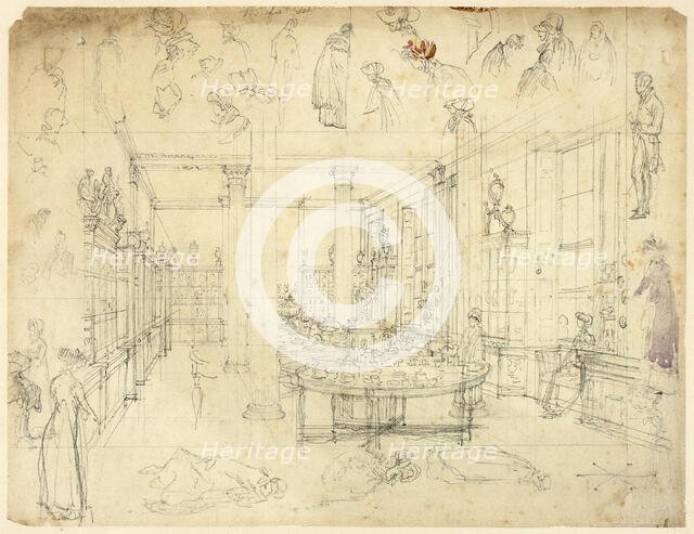 Study for Wedgwood and Byerly, York Street, St James' Square from London in Miniature..., c. 1809. Creator: Augustus Charles Pugin.