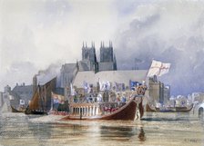 'Arrival of the Lord Mayor at Westminster', c1841(?). Artist: Richard Henry Nibbs