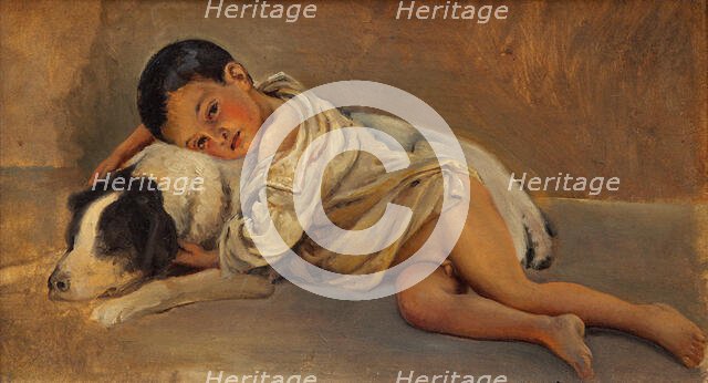 Neapolitan boy and dog. Study for The Neapolitan way of life, c1839. Creator: Wilhelm Marstrand.