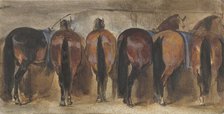 Resting horses in the stable, 1839-1870. Creator: Joseph Zephyris Gengembre.