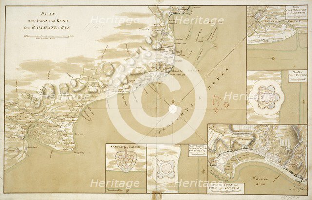 'Plan of the coast of Kent from Ramsgate to Rye', 1740. Artist: Unknown.
