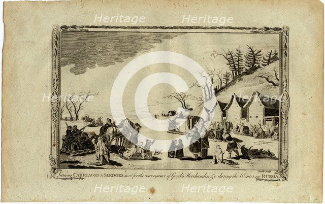 Carriages and sledges during the Winter in Russia. Artist: Anonymous  