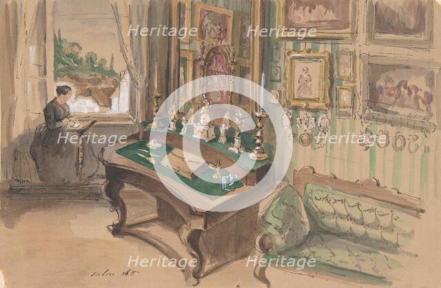 Drawing of an Interior: Salon, 1857. Creator: Anon.