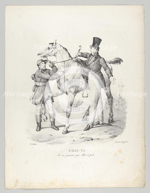 Chap. VI: Je ne pouvais pas aller à pied (I no longer walk anywhere), 1824.. Creator: Victor Adam.