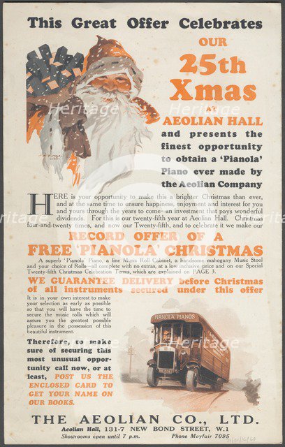 Aeolian Company Pianolas, 1920s. Artist: Wilfred Fryer