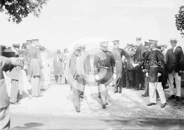 Haldane leaving reviewing grounds, West Point - Gen. C.P. Townsley, Capt. E.R. Householder..., 1913. Creator: Bain News Service.