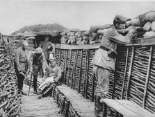 A German trench, World War I, 1915. Artist: Unknown