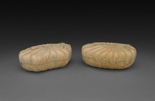 Pair of Boxes in Form of Lotus Leaf, 1700s. Creator: Unknown.