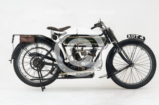 1914 Royal Enfield 3hp motorcycle Artist: Unknown.