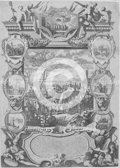 Rebels captured during the Jacobite Rebellion being brought imprisoned to London, 1715. Artist: H Terasson