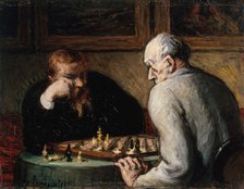 Joueurs d'échecs, between 1863 and 1867. Creator: Honore Daumier.