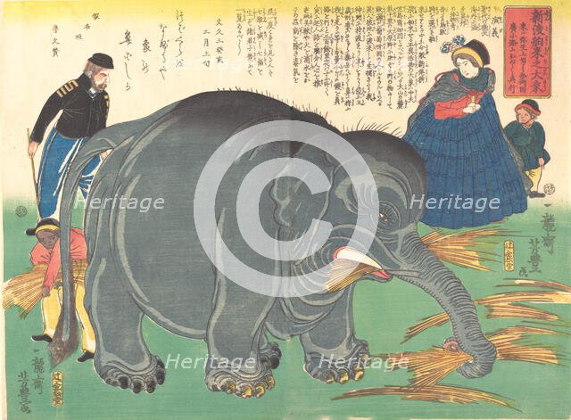Recently Imported Big Elephant, 1863 (3rd month). Creator: Ichiryusai Yoshitoyo.