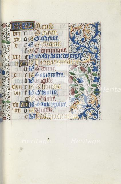 Book of Hours (Use of Rouen): fol. 8r, c. 1470. Creator: Master of the Geneva Latini (French, active Rouen, 1460-80).