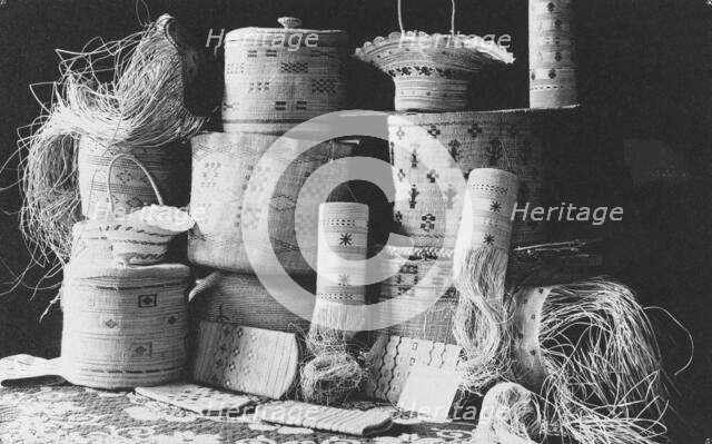 Basket weaving, between c1900 and c1930. Creator: Unknown.
