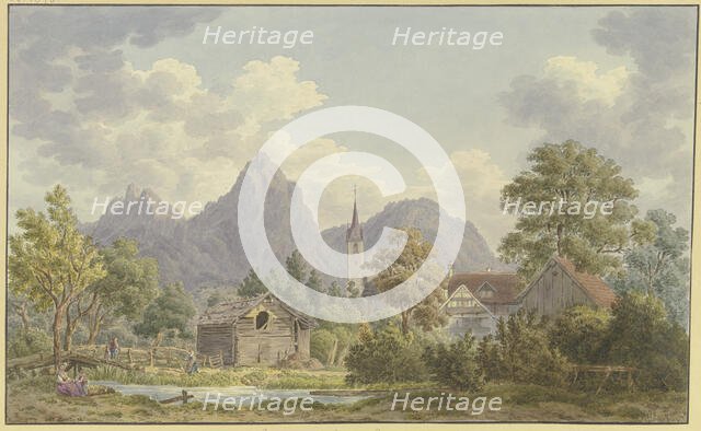 View of Brunnen in the Canton of Schwyz, 1798. Creator: Achilles Benz.