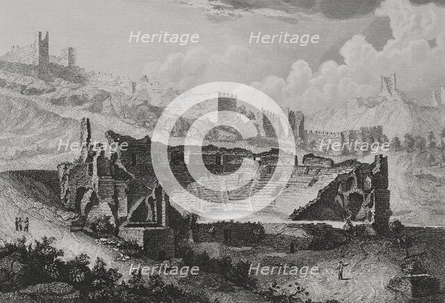 Ruins of the Roman theatre, built around 50 AD, Sagunto, Spain, 1852. Creator: Antonio Roca Sallent.