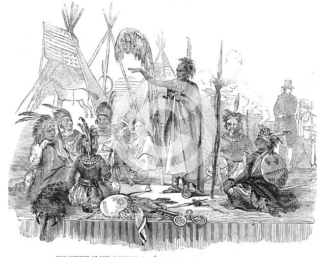 Encampment of Ioway Indians, Lord's Cricket Ground - the Welcome Speech, 1844. Creator: Unknown.