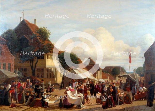 Market day in Fredericia, 1830-1882. Creator: Hans Jorgen Hammer.