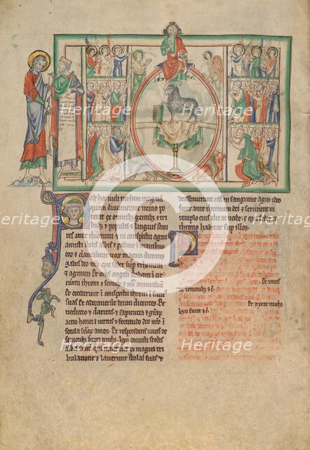 The Adoration of the Lord and of the Lamb by the Chosen; Dyson Perrins Apocalypse, about 1255-1260. Creator: Unknown.