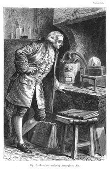 Antoine Laurent Lavoisier, French chemist, investigating the existence of oxygen in the air, 1873. Artist: Unknown