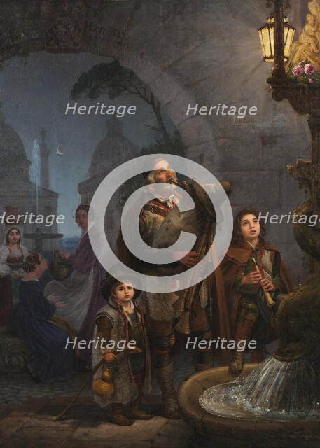 Street musicians at the Pantheon, 1840. Creator: Olaf Johan Sodermark.