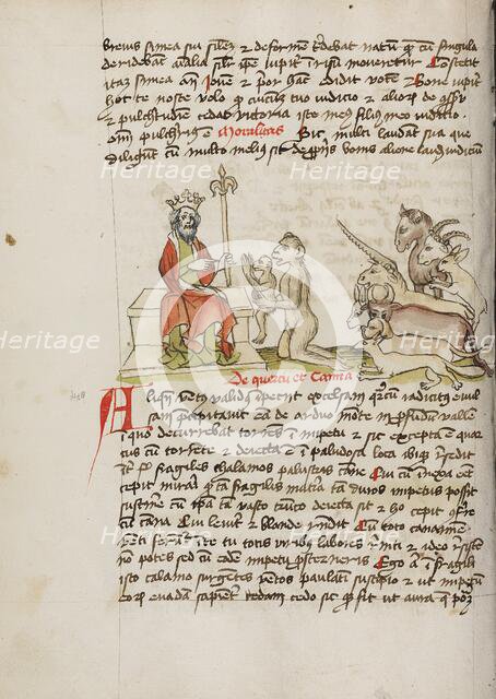 A Monkey Kneeling before Jupiter; Fables, third quarter of 15th century. Creator: Unknown.