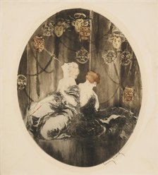 The Masks, 1926. Creator: Icart, Louis Justin Laurent (1888-1950).