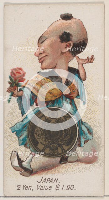 Japan, 2 Yen, from the series Coins of All Nations (N72, variation 1) for Duke brand cigar..., 1889. Creator: Unknown.