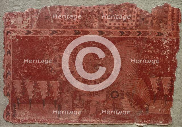 Mural Fragment with Elite Male and Maguey Cactus Leaves, 500-550. Creator: Unknown.