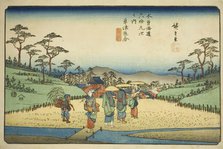 No. 68 (sic; actually 69): Crossroad at Kusatsu (Kusatsu oiwake), from the series..., c. 1835/38. Creator: Ando Hiroshige.