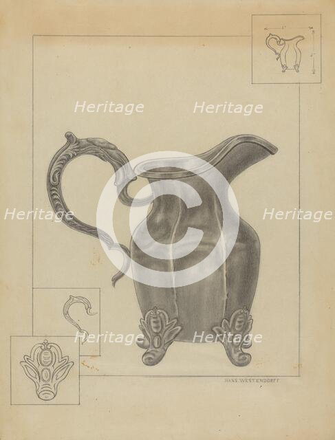 Pewter Pitcher, c. 1936. Creator: Hans Westendorff.