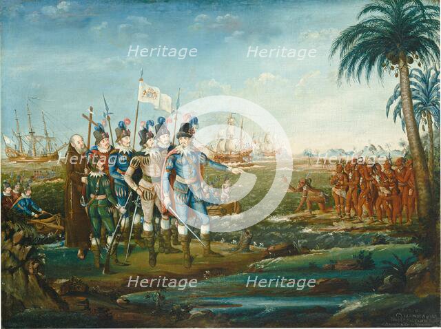 First Landing of Christopher Columbus, 1800/1805. Creator: Frederick Kemmelmeyer.