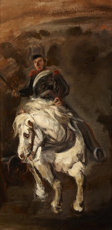 Artillerist on Horseback, between 1834-1835. Creator: Piotr Michalowski.