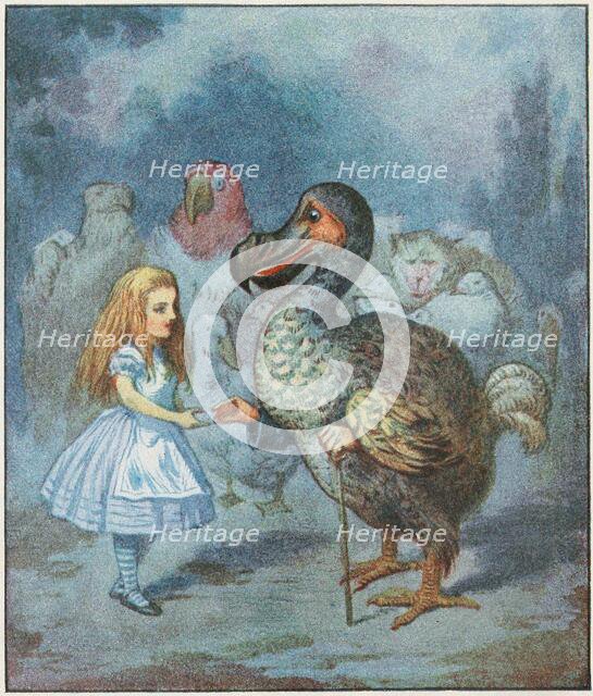 The Dodo solemnly presented the thimble.. , 1911. Creator: Tenniel, Sir John (1820-1914).