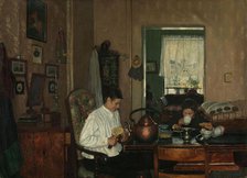 Breakfast I. The Artist's Mother and Brother, 1882. Creator: Gustav Wentzel.