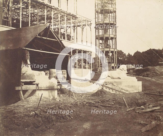 [Carving a Sphinx], 1854. Creator: Philip Henry Delamotte.