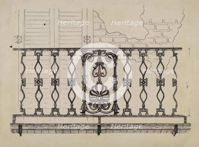 Cast Iron Balcony Rail, c. 1936. Creator: Ray Price.