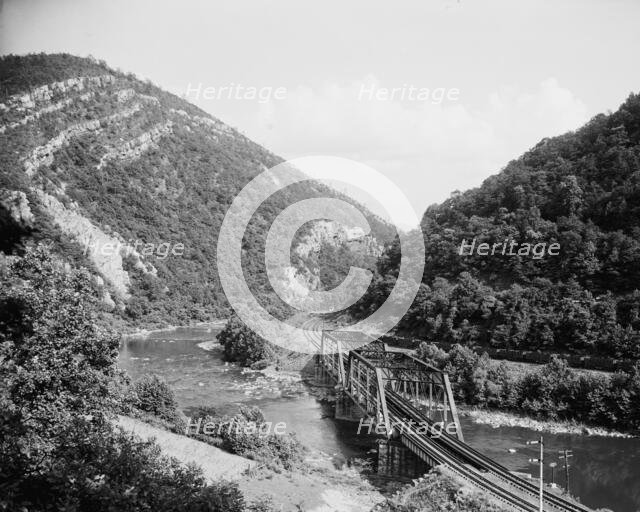 James River Water Gap, Chesapeake & Ohio Railway, Clifton Forge, Va., between 1900 and 1915. Creator: William H. Jackson.