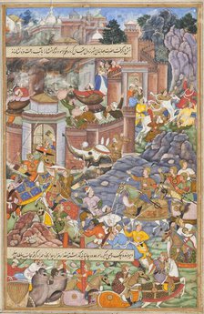 Flight of Sultan Bahadur During Humayun's Campaign in Gujarat, 1535..., c1590. Creator: Unknown.