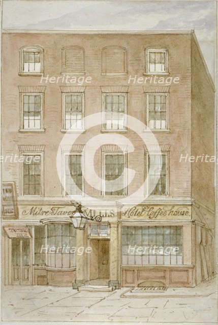 The Mitre Tavern, coffee house and hotel on Mitre Court, Fleet Street, City of London, 1850. Artist: James Findlay