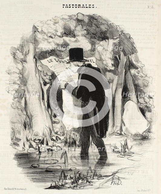 Où peut conduire la lecture du Constitutionnel!, 1845. Creator: Honore Daumier.