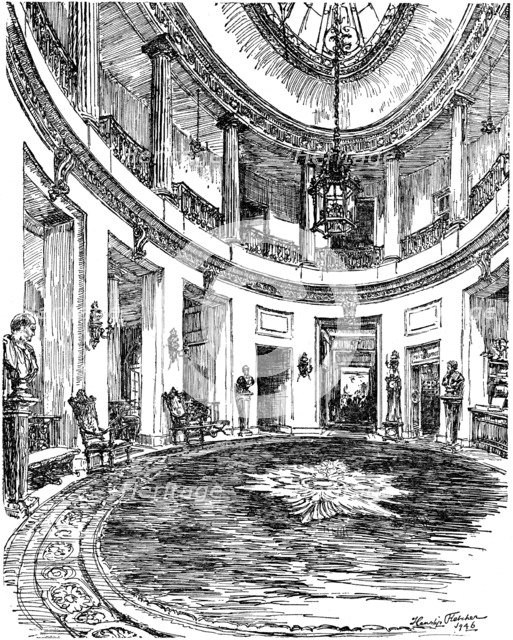 Entrance hall of the RAC clubhouse, Pall Mall, London, 1946. Artist: Hanslip Fletcher