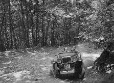 MG J2 competing in the B&HMC Brighton-Beer Trial, Fingle Bridge Hill, Devon, 1934. Artist: Bill Brunell.